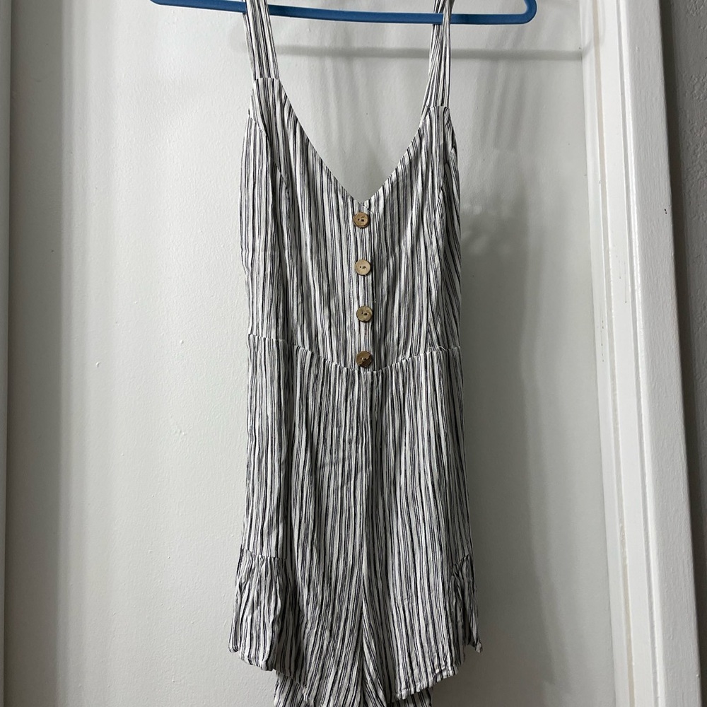 Striped Button-Front Romper